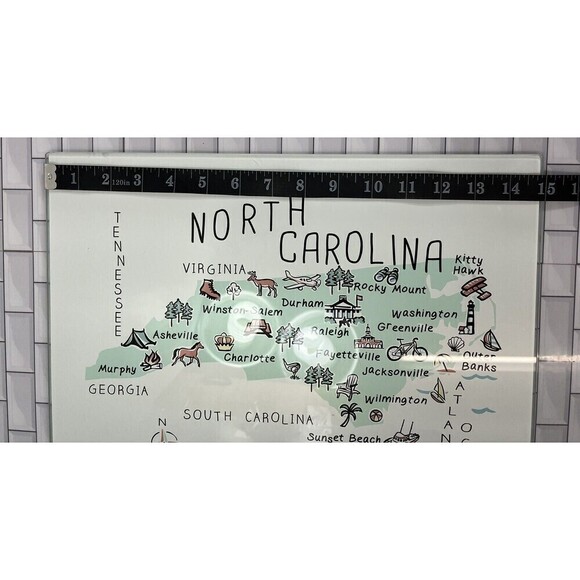 North Carolina Map Art Cutting Board Glass Charcuterie Board Party *Tiny Flaw - Picture 8 of 10